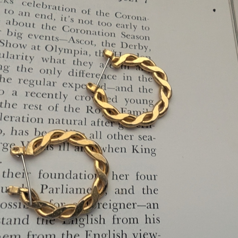 Elegant Goldtone Hoop Earrings - Picture 6 of 9